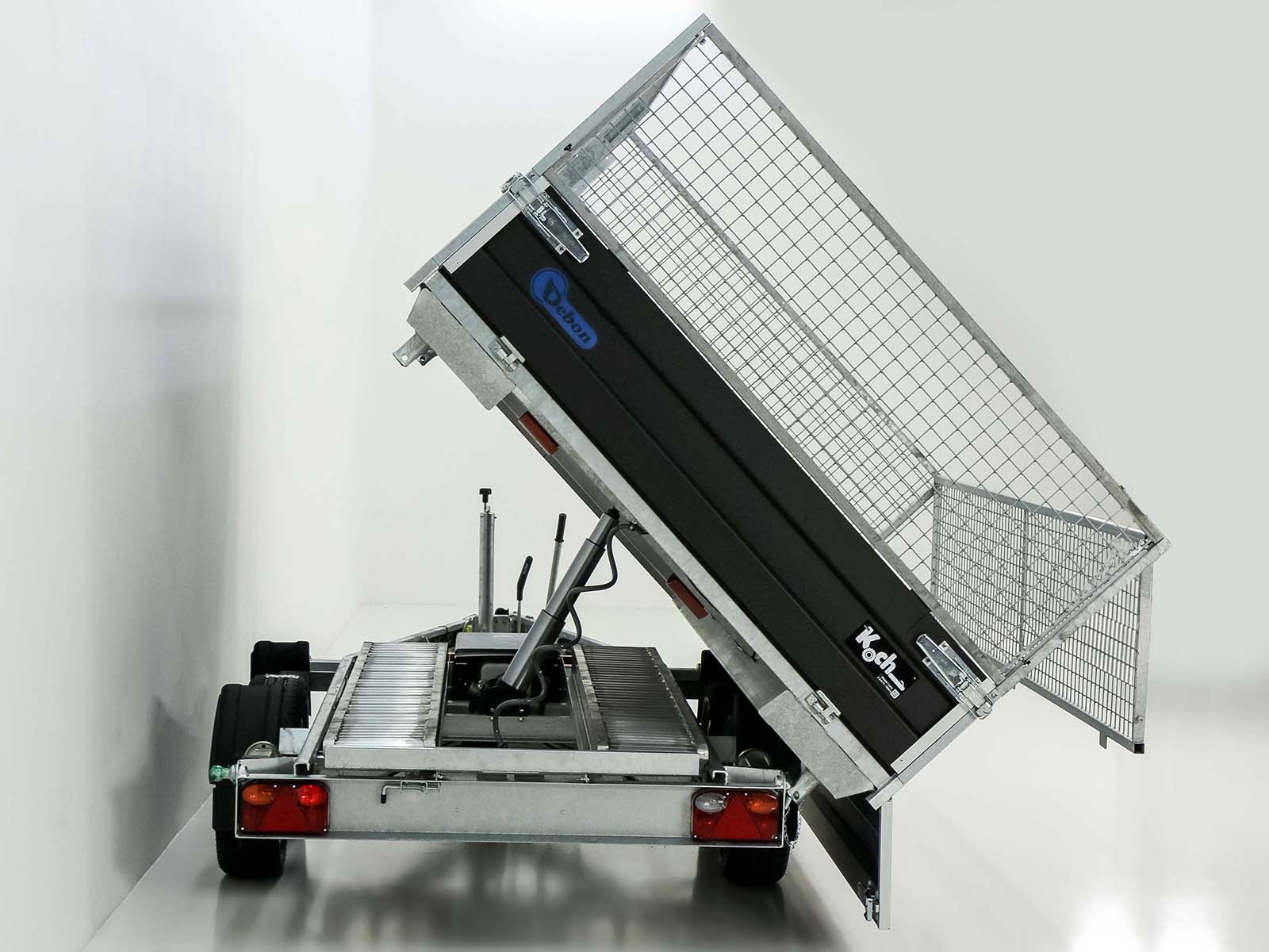 DEBON Dreiseitenkipper 180×324 3,5t – Sonderedition Schwarz · Gitteraufsatz · Auffahrrampen · Stützfüße – Bild 9