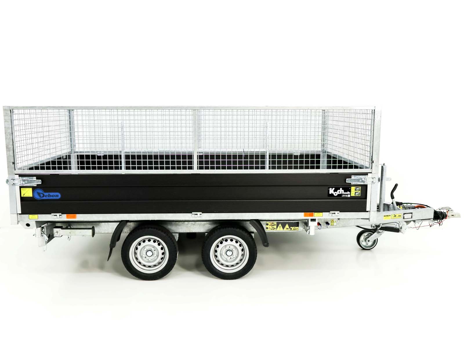 DEBON Dreiseitenkipper 180×324 3,5t – Sonderedition Schwarz · Gitteraufsatz · Auffahrrampen · Stützfüße – Bild 12